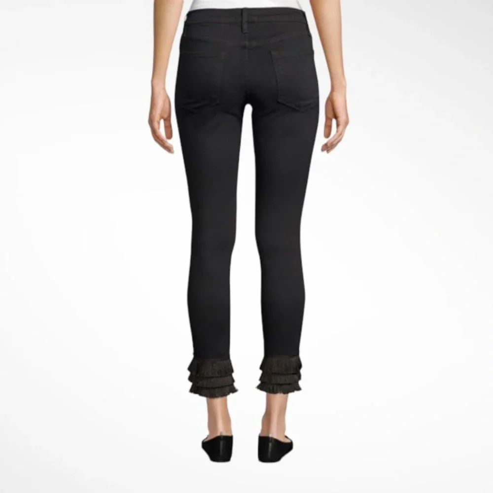 FRAME DENIM NEW Le High Skinny Fringe Black Jeans Size 30x29